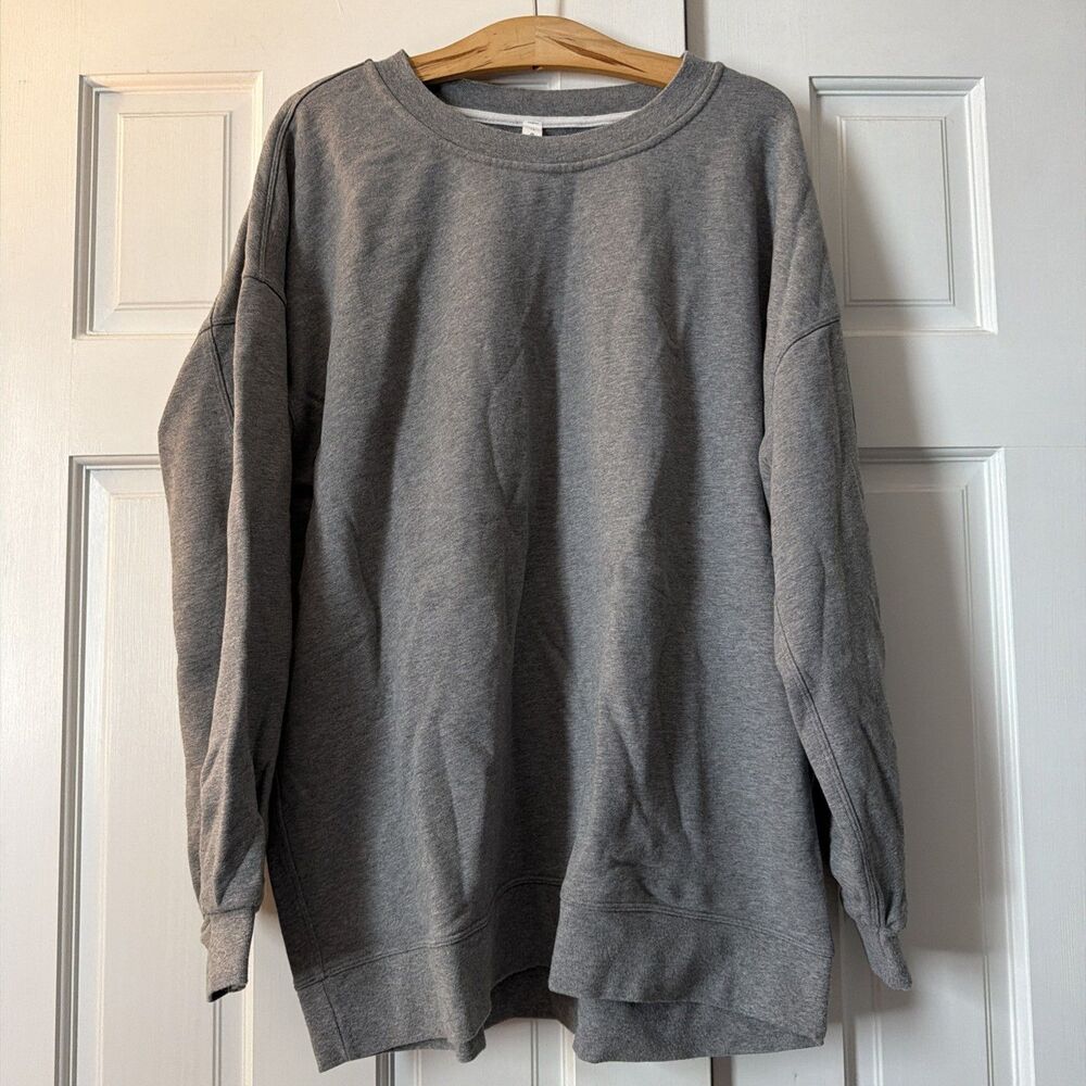 Lululemon Perfectly Oversized Crew Sweatshirt Gray Cotton Terry Sz 12 Pullover